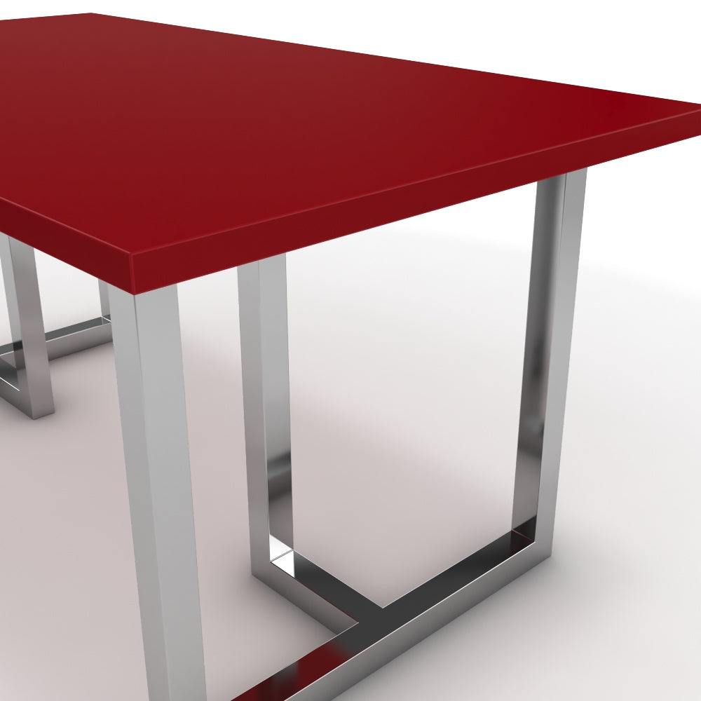 Étkezőasztal - Asara króm lábbal - Chilli piros, méret: 160x90