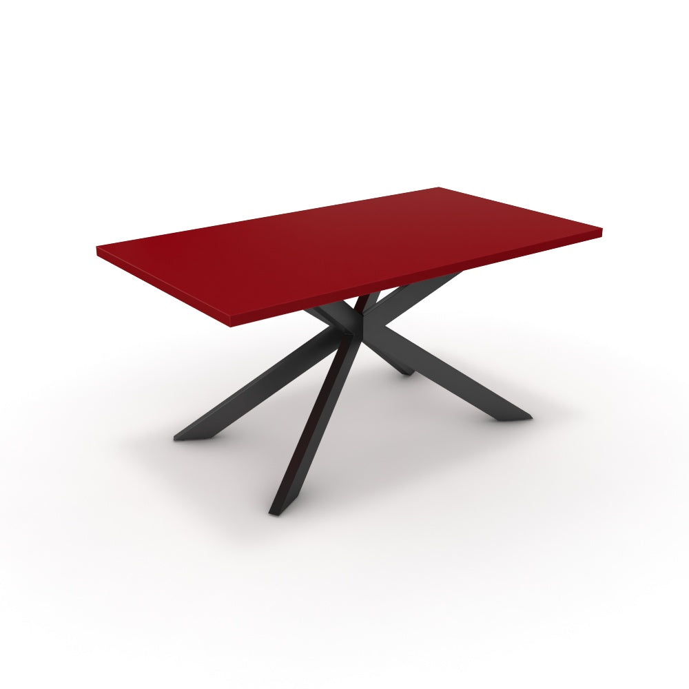 Étkezőasztal - Jama fekete lábbal - Chilli piros, méret: 160x90