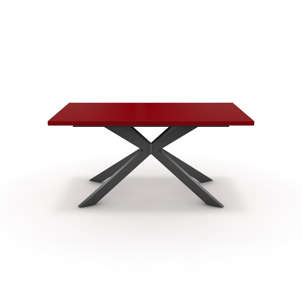 Étkezőasztal - Jama fekete lábbal - Chilli piros, méret: 160x90