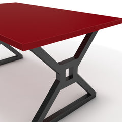 Étkezőasztal - Mandira fekete lábbal - Chilli piros, méret: 160x90