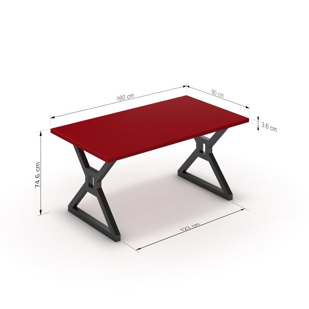 Étkezőasztal - Mandira fekete lábbal - Chilli piros, méret: 160x90