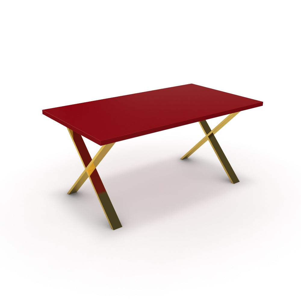 Étkezőasztal - Préma arany lábbal - Chilli piros, méret: 160x90