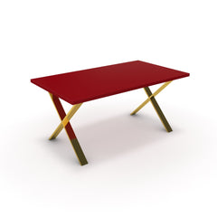 Étkezőasztal - Préma arany lábbal - Chilli piros, méret: 160x90