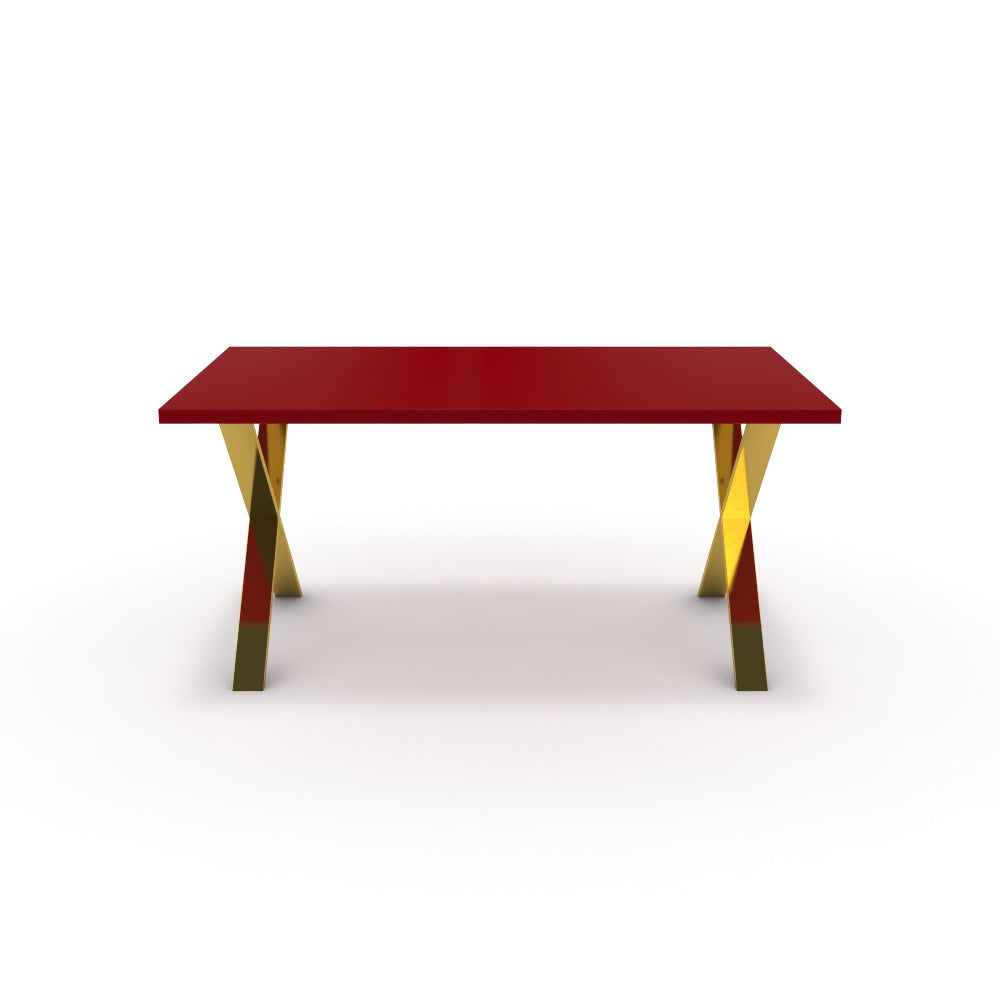 Étkezőasztal - Préma arany lábbal - Chilli piros, méret: 160x90