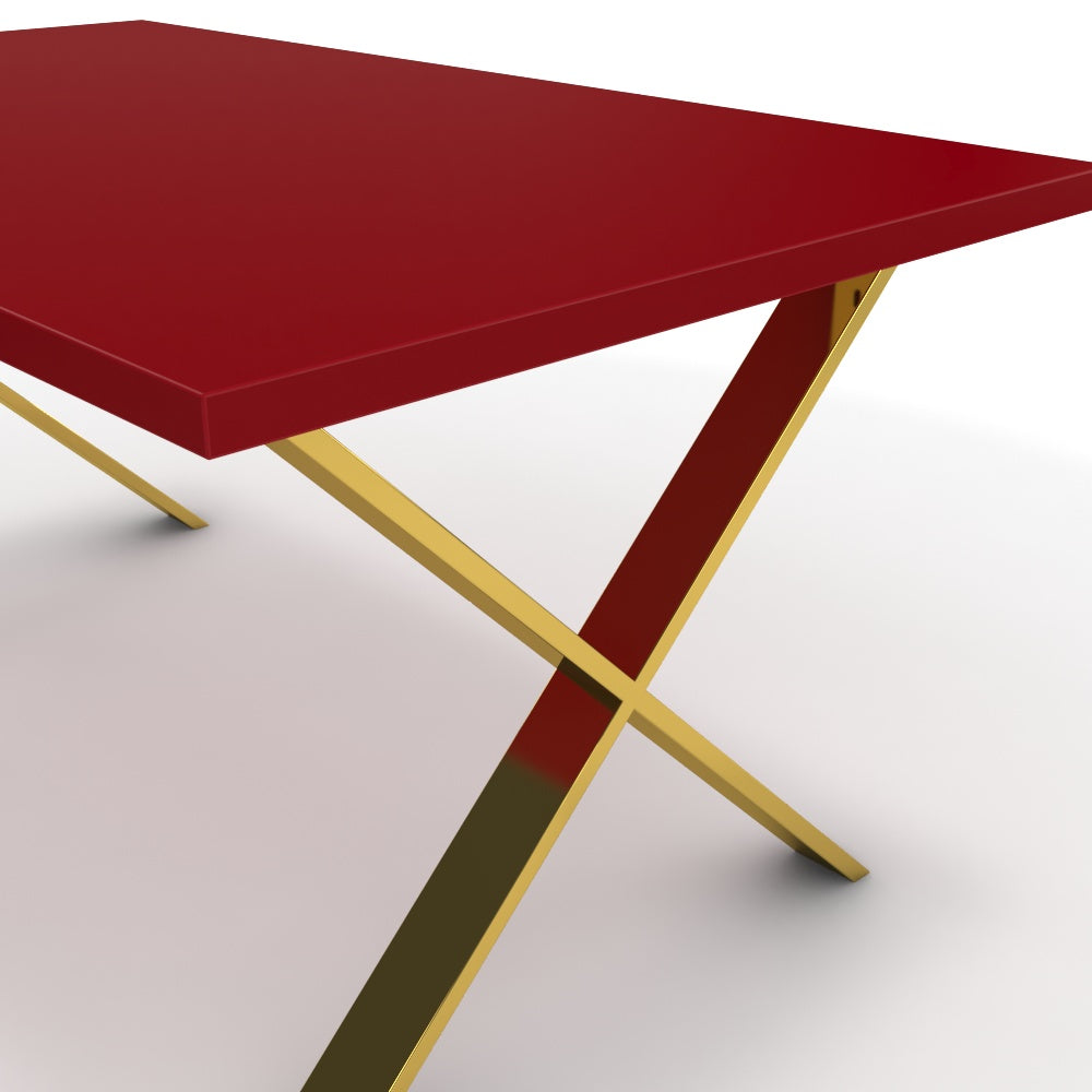 Étkezőasztal - Préma arany lábbal - Chilli piros, méret: 160x90