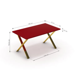 Étkezőasztal - Préma arany lábbal - Chilli piros, méret: 160x90