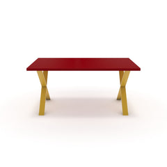 Étkezőasztal - Préma festett arany lábbal - Chilli piros, méret: 160x90