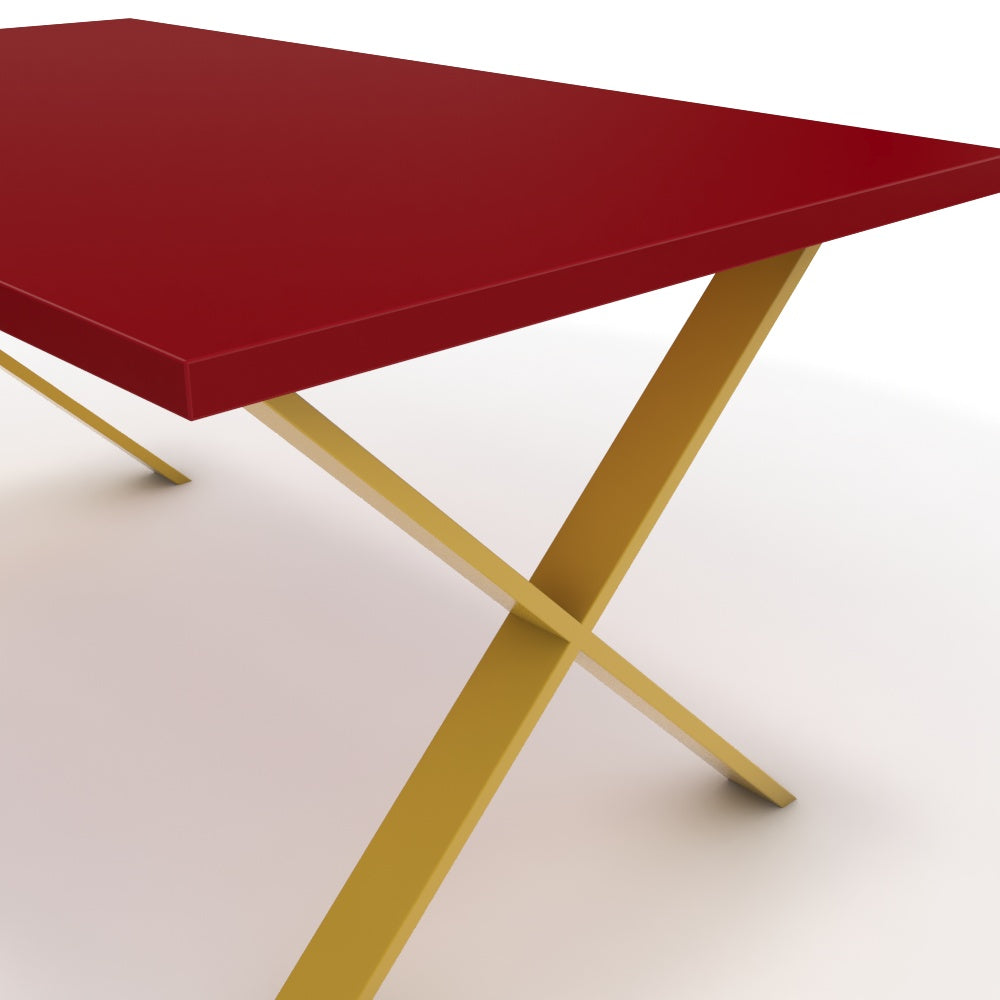 Étkezőasztal - Préma festett arany lábbal - Chilli piros, méret: 160x90
