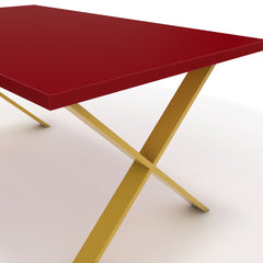 Étkezőasztal - Préma festett arany lábbal - Chilli piros, méret: 160x90