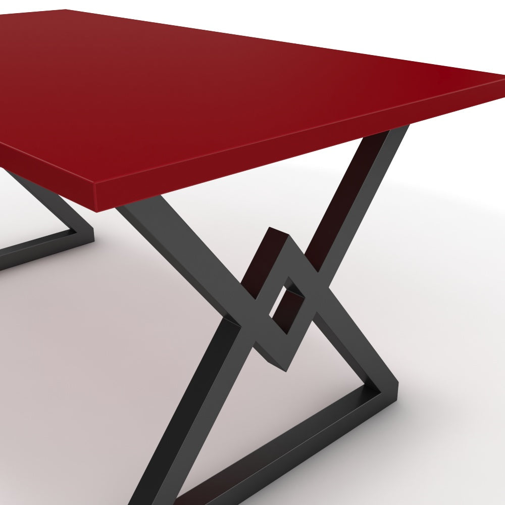 Étkezőasztal - Uttama fekete lábbal - Chilli piros, méret: 160x90