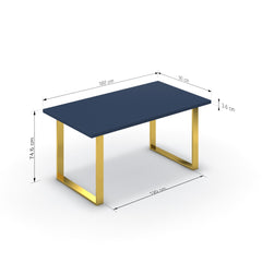 Étkezőasztal - Antara arany lábbal - Tiroli kék, méret: 160x90