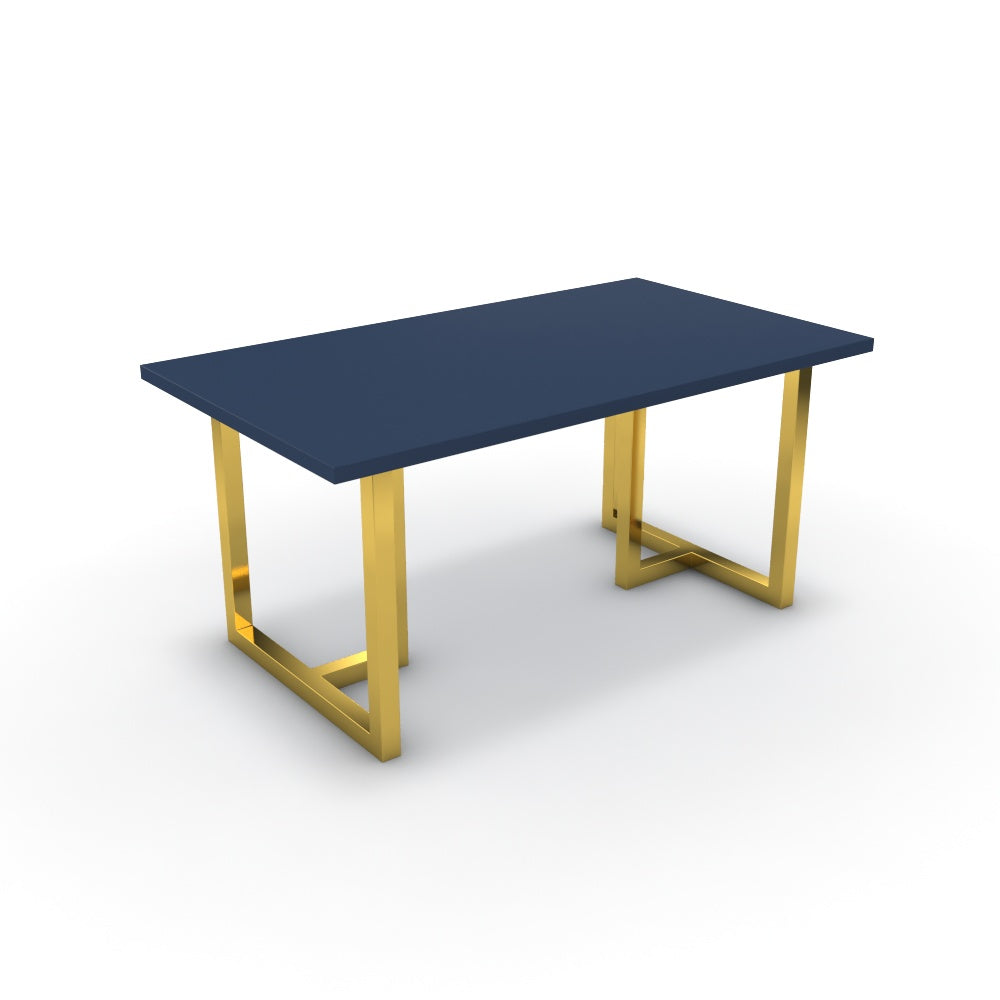 Étkezőasztal - Asara arany lábbal - Tiroli kék, méret: 160x90