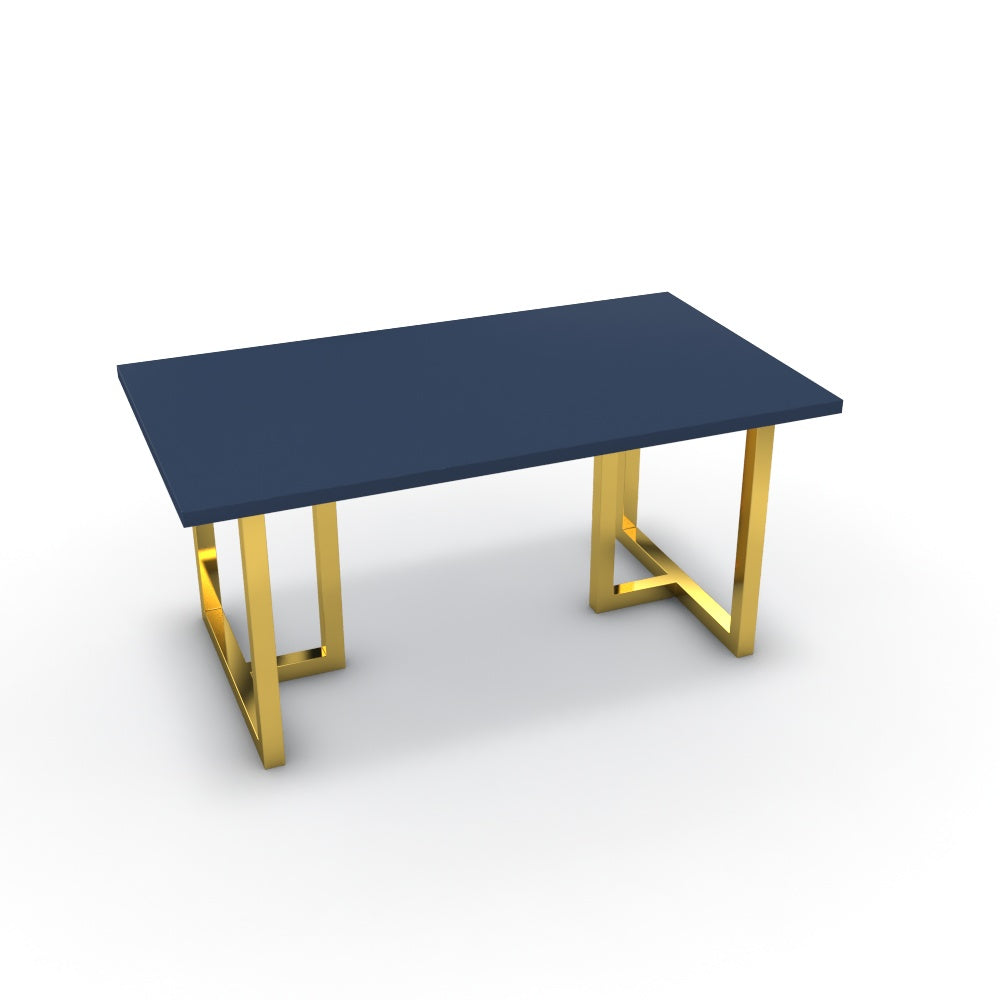Étkezőasztal - Asara arany lábbal - Tiroli kék, méret: 160x90