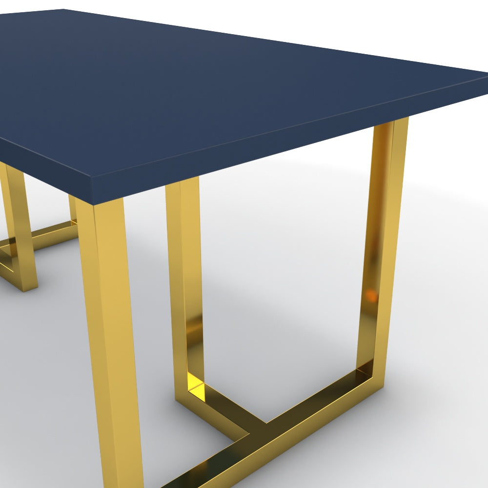 Étkezőasztal - Asara arany lábbal - Tiroli kék, méret: 160x90