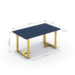 Étkezőasztal - Asara arany lábbal - Tiroli kék, méret: 160x90