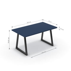 Étkezőasztal - Bala fekete lábbal - Tiroli kék, méret: 160x90