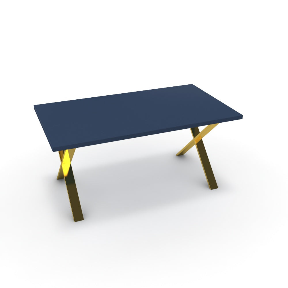 Étkezőasztal - Préma arany lábbal - Tiroli kék, méret: 160x90