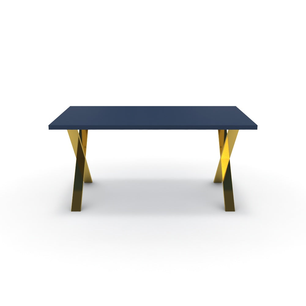 Étkezőasztal - Préma arany lábbal - Tiroli kék, méret: 160x90