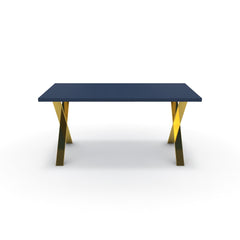 Étkezőasztal - Préma arany lábbal - Tiroli kék, méret: 160x90