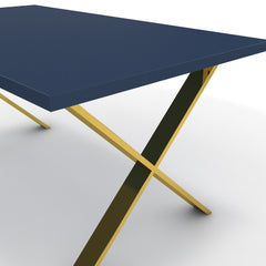 Étkezőasztal - Préma arany lábbal - Tiroli kék, méret: 160x90