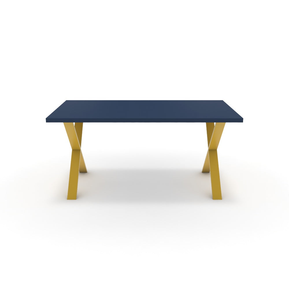 Étkezőasztal - Préma festett arany lábbal - Tiroli kék, méret: 160x90