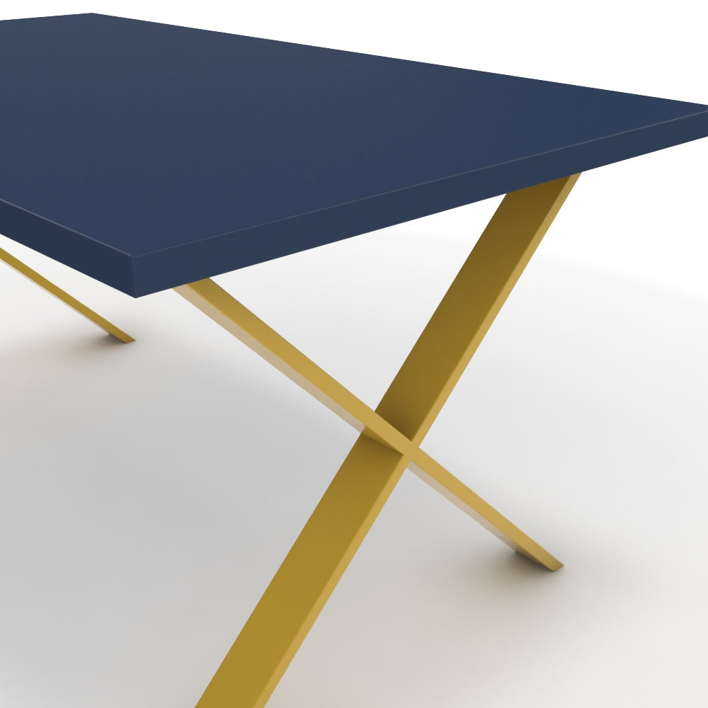 Étkezőasztal - Préma festett arany lábbal - Tiroli kék, méret: 160x90