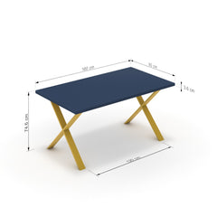 Étkezőasztal - Préma festett arany lábbal - Tiroli kék, méret: 160x90