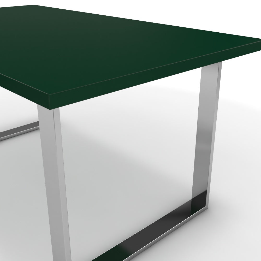 Étkezőasztal - Antara króm lábbal - Forest zöld, méret: 160x90