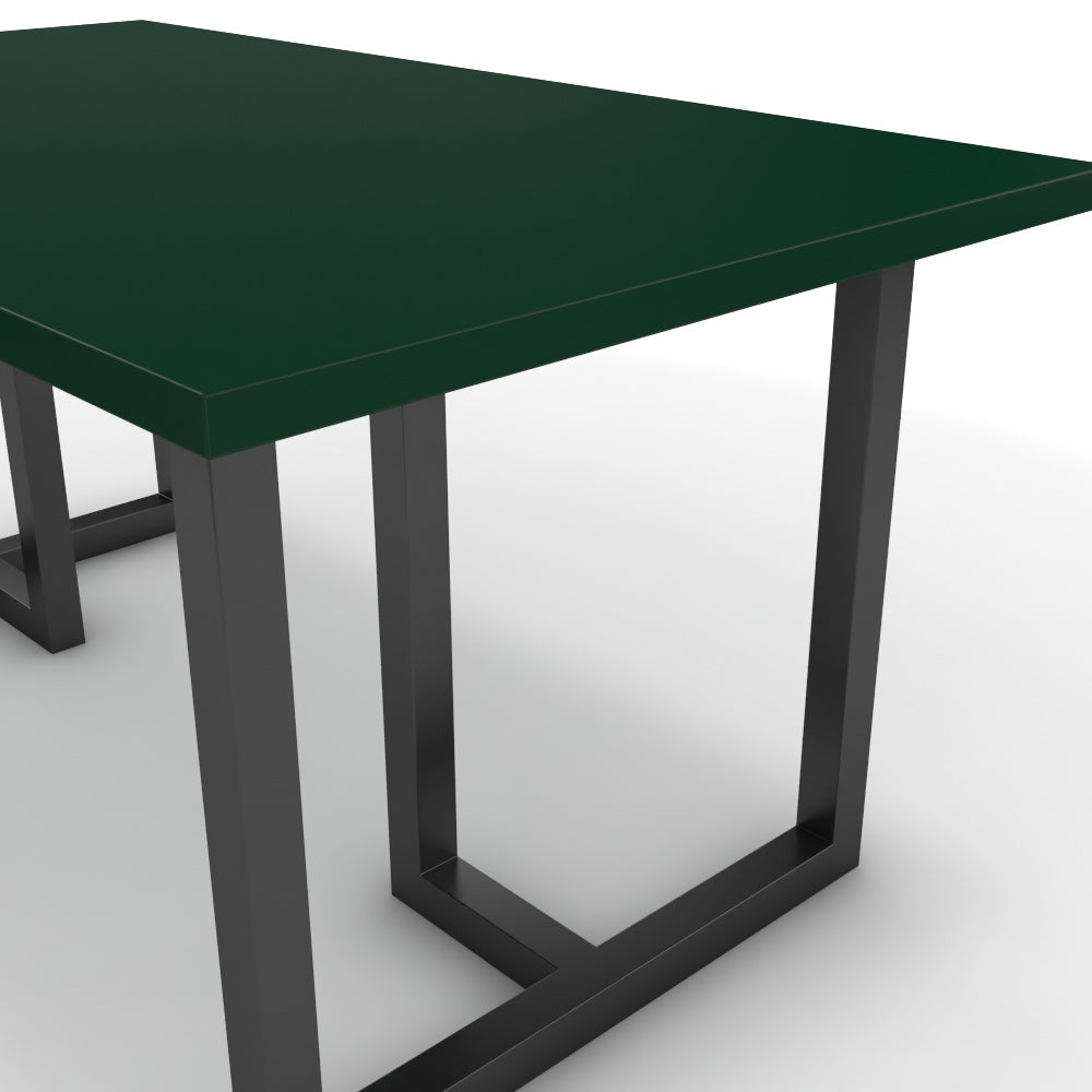 Étkezőasztal - Asara fekete lábbal - Forest zöld, méret: 160x90
