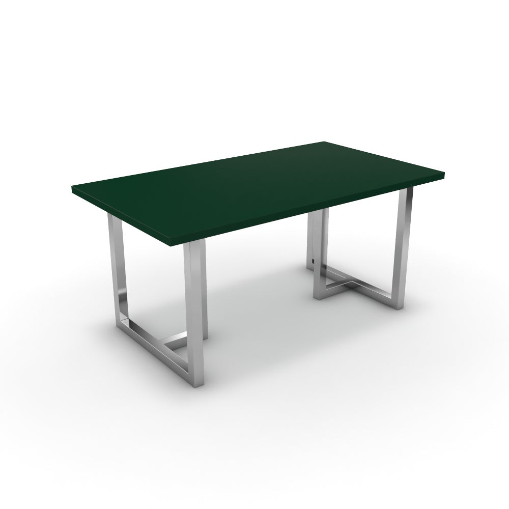 Étkezőasztal - Asara króm lábbal - Forest zöld, méret: 160x90