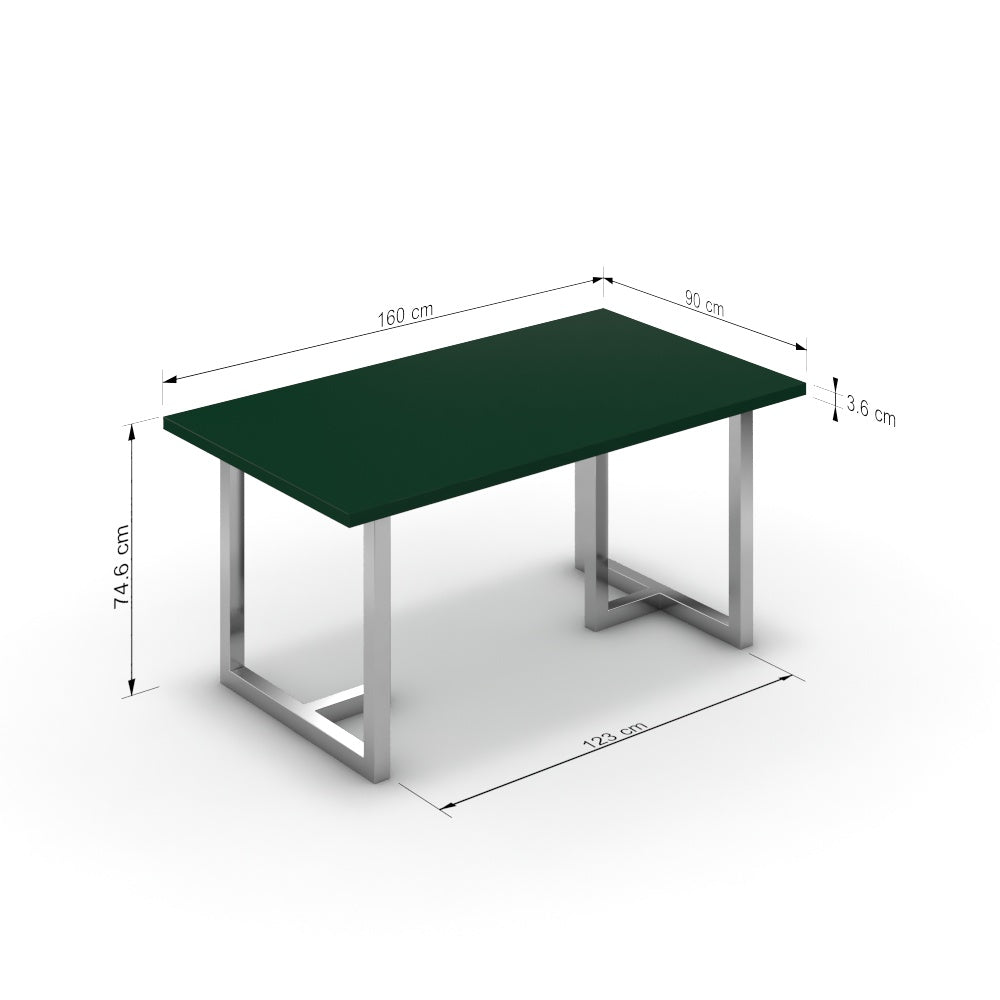 Étkezőasztal - Asara króm lábbal - Forest zöld, méret: 160x90