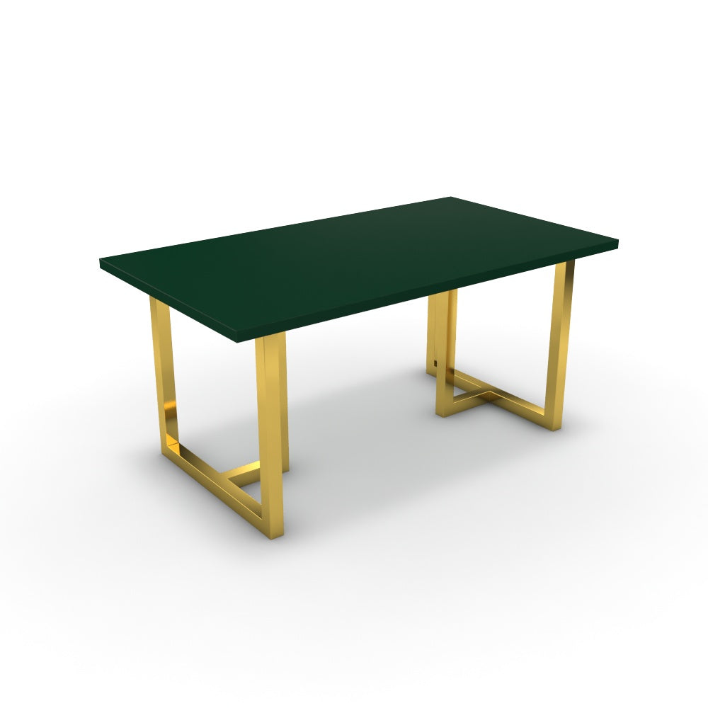 Étkezőasztal - Asara arany lábbal - Forest zöld, méret: 160x90