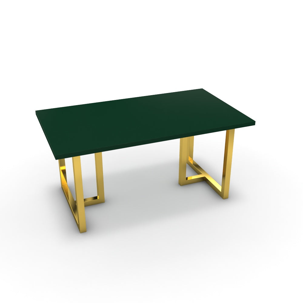 Étkezőasztal - Asara arany lábbal - Forest zöld, méret: 160x90
