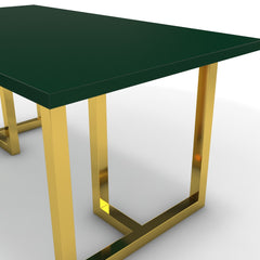 Étkezőasztal - Asara arany lábbal - Forest zöld, méret: 160x90
