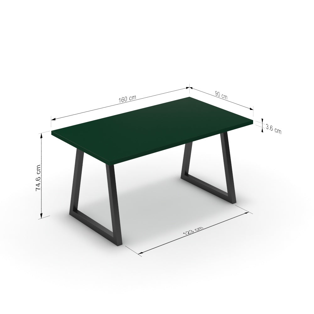 Étkezőasztal - Bala fekete lábbal - Forest zöld, méret: 160x90