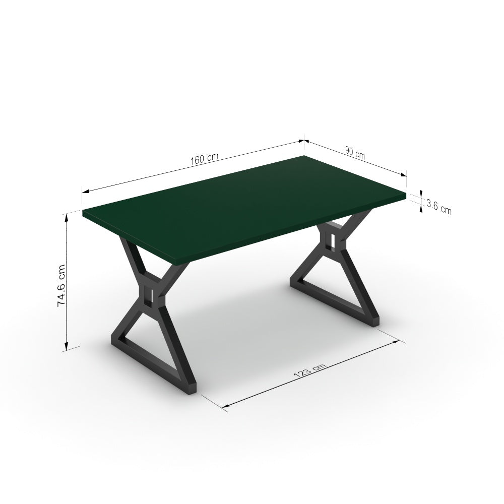 Étkezőasztal - Mandira fekete lábbal - Forest zöld, méret: 160x90