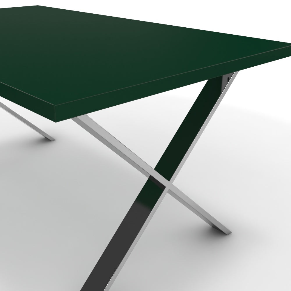 Étkezőasztal - Préma króm lábbal - Forest zöld, méret: 160x90