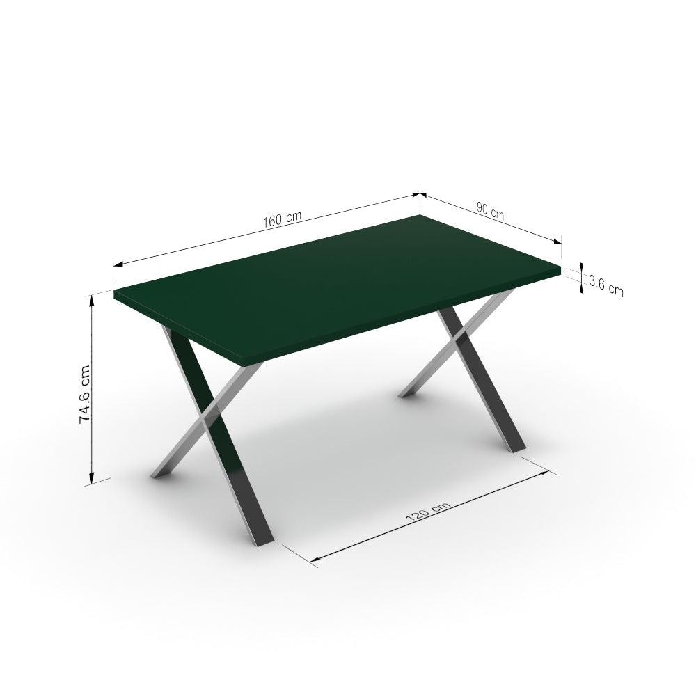 Étkezőasztal - Préma króm lábbal - Forest zöld, méret: 160x90