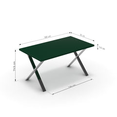 Étkezőasztal - Préma króm lábbal - Forest zöld, méret: 160x90