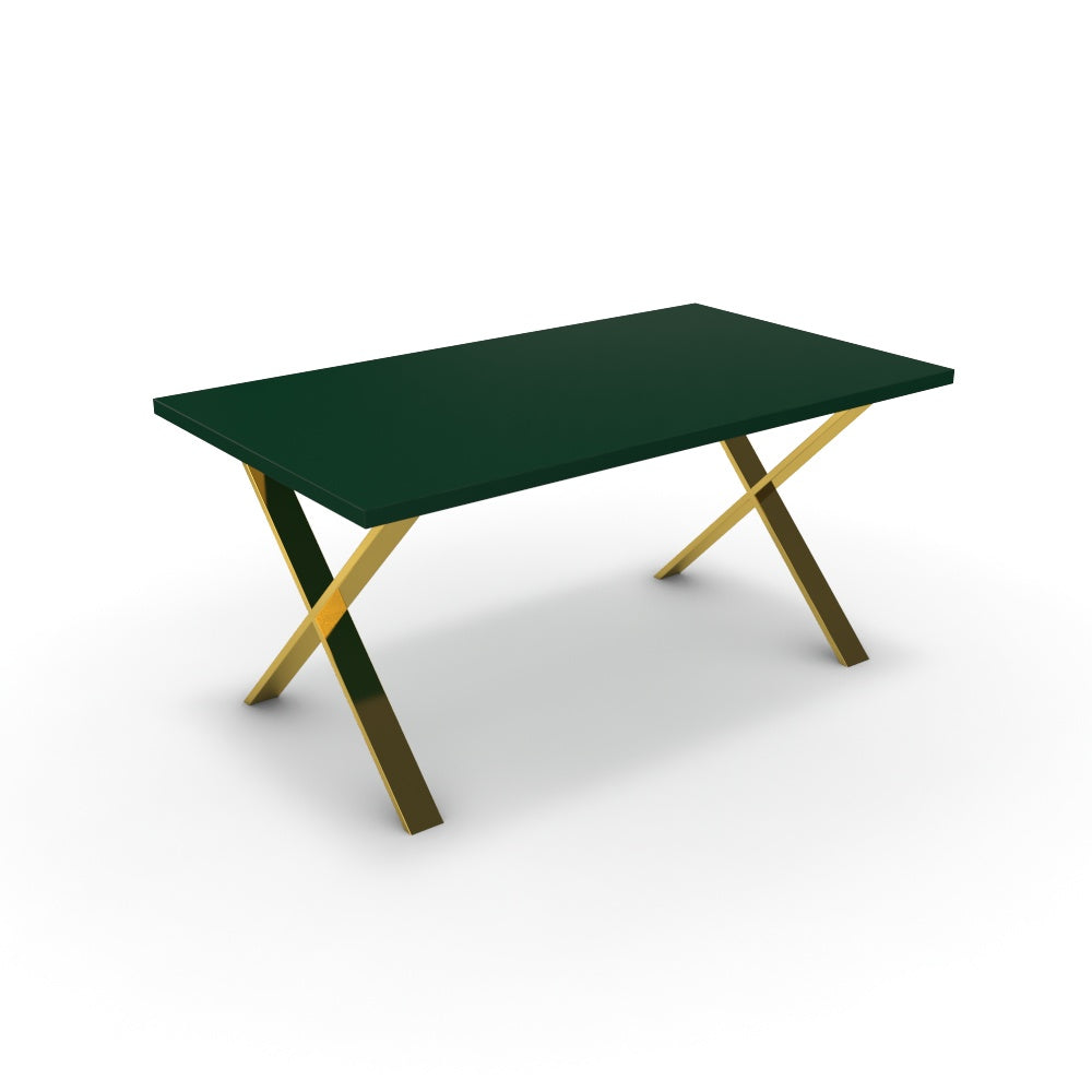 Étkezőasztal - Préma arany lábbal - Forest zöld, méret: 160x90