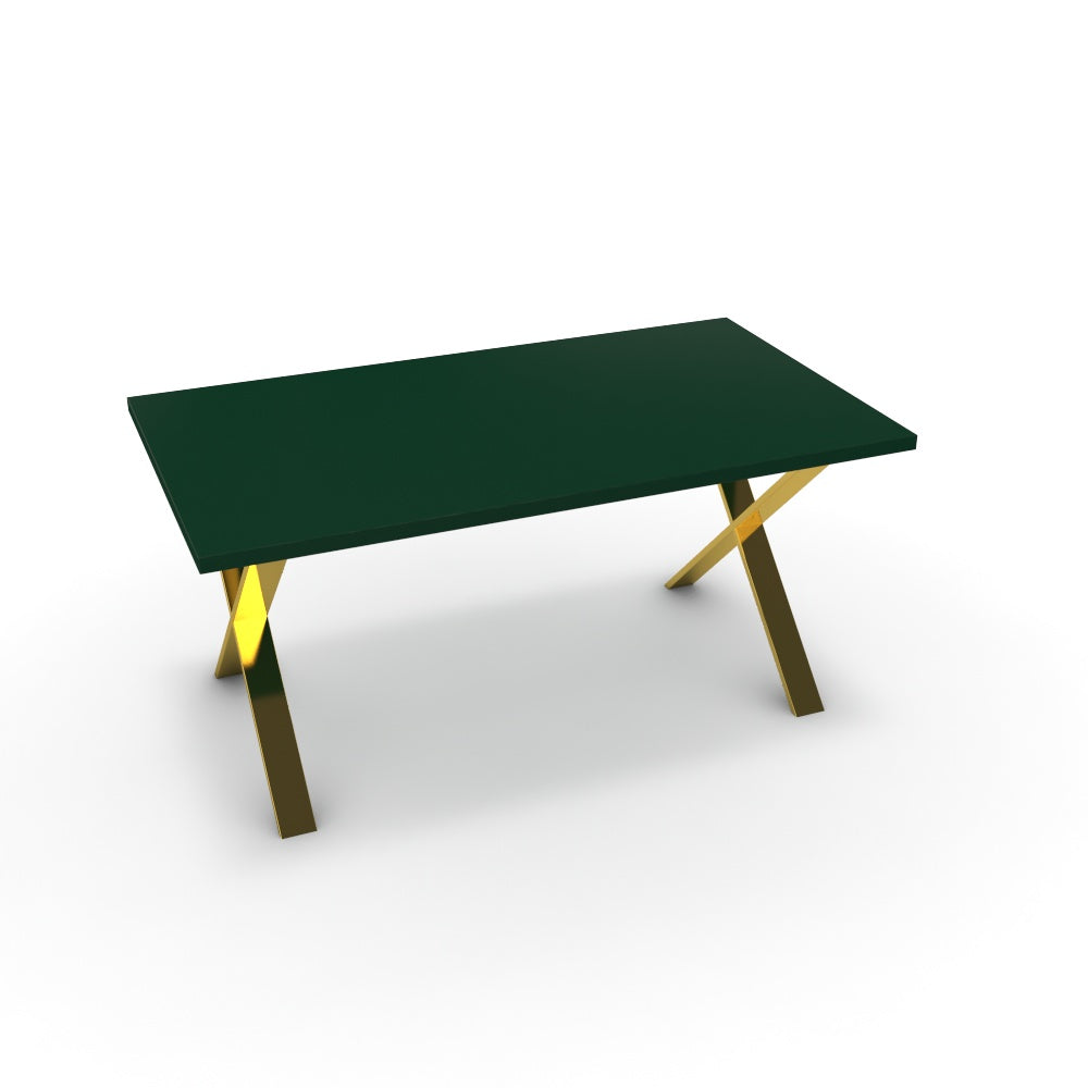 Étkezőasztal - Préma arany lábbal - Forest zöld, méret: 160x90