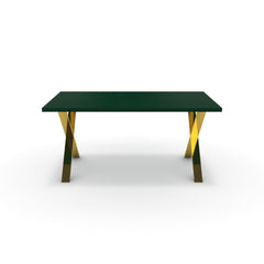 Étkezőasztal - Préma arany lábbal - Forest zöld, méret: 160x90