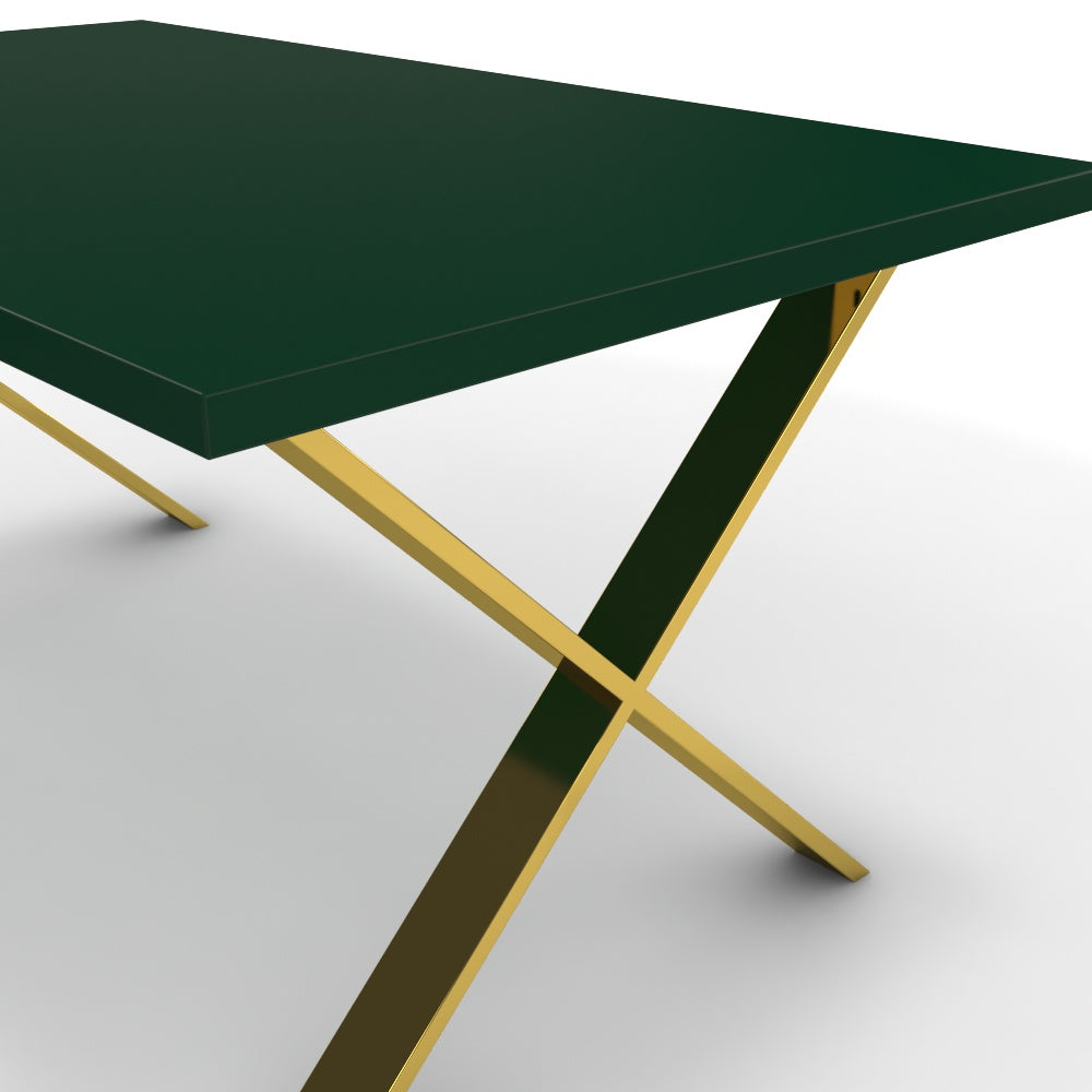 Étkezőasztal - Préma arany lábbal - Forest zöld, méret: 160x90