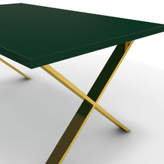 Étkezőasztal - Préma arany lábbal - Forest zöld, méret: 160x90