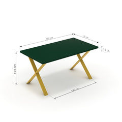 Étkezőasztal - Préma festett arany lábbal - Forest zöld, méret: 160x90