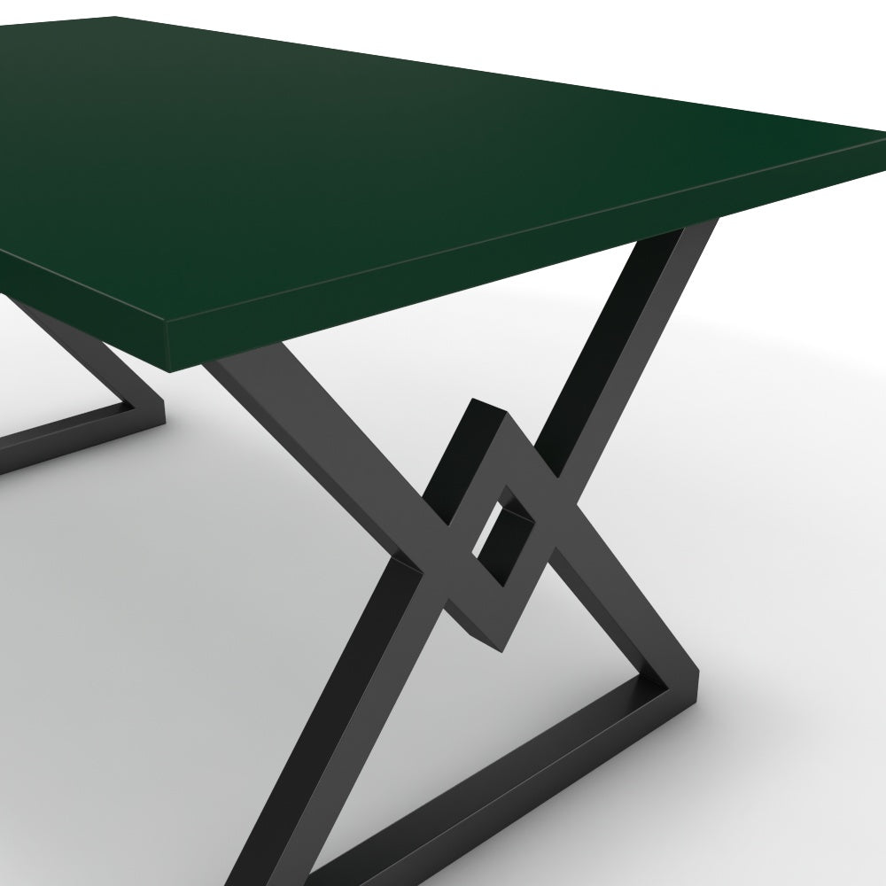 Étkezőasztal - Uttama fekete lábbal - Forest zöld, méret: 160x90