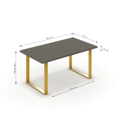 Étkezőasztal - Antara festett arany lábbal - Fosszil szürke, méret: 160x90