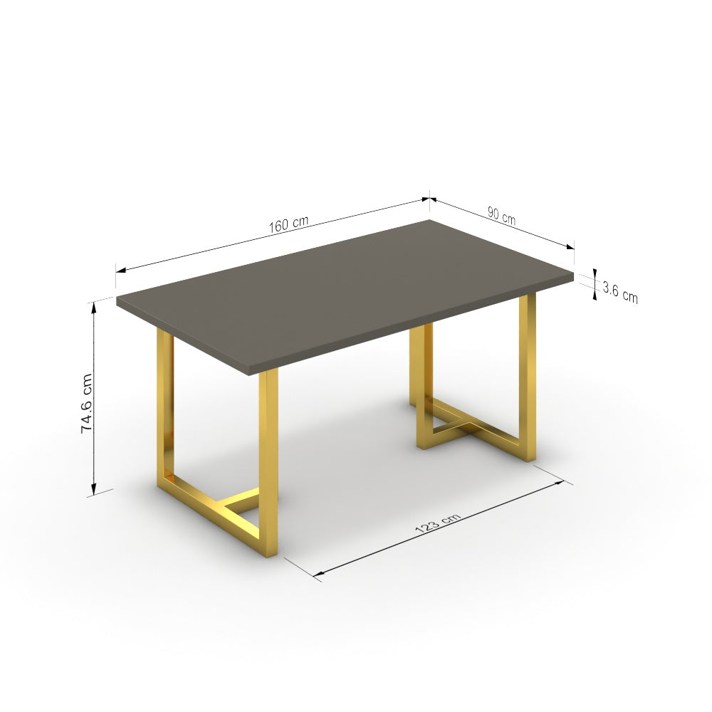 Étkezőasztal - Asara arany lábbal - Fosszil szürke, méret: 160x90