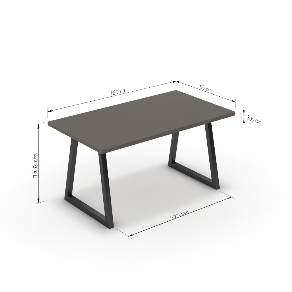 Étkezőasztal - Bala fekete lábbal - Fosszil szürke, méret: 160x90