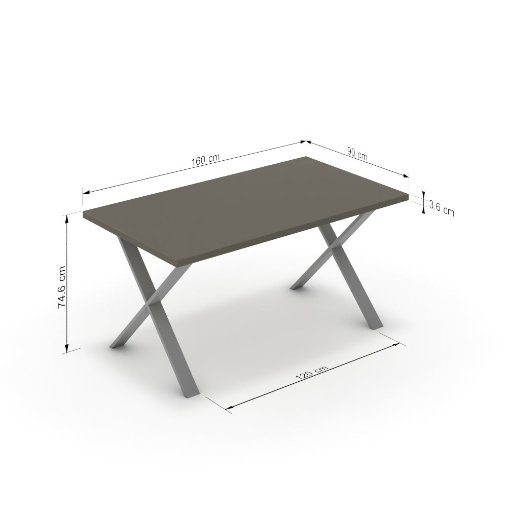 Étkezőasztal - Préma festett ezüst lábbal - Fosszil szürke, méret: 160x90